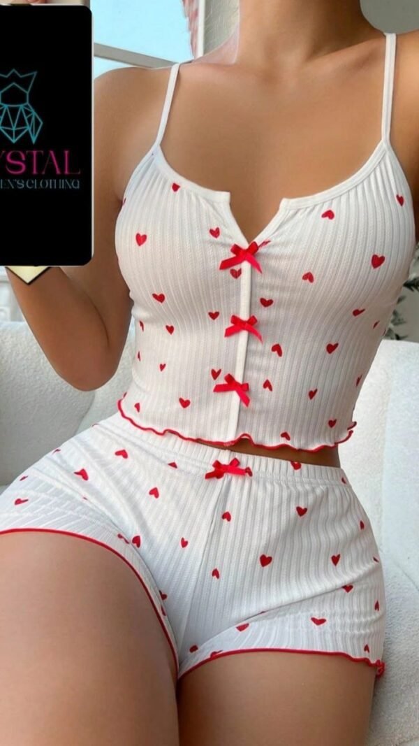 سيت شورت قلوب اكس احمر