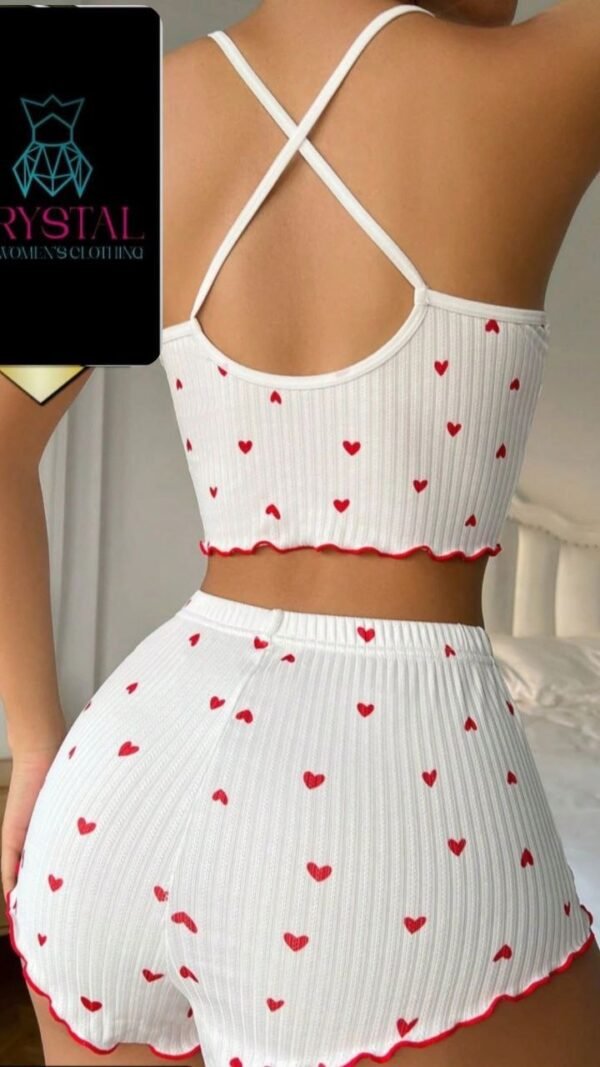 سيت شورت قلوب اكس احمر