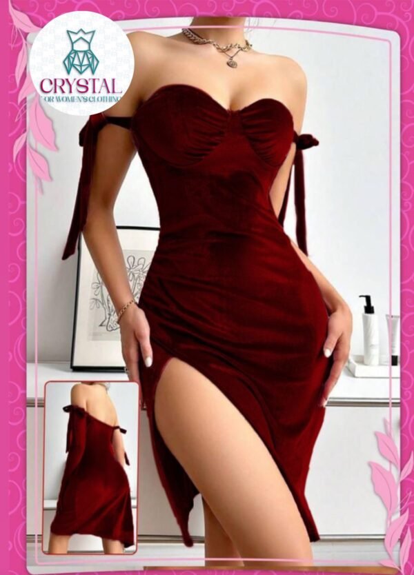 فستان مخمل ماروني 🔥